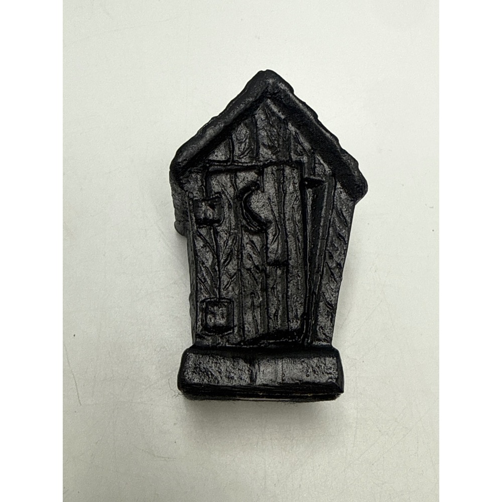 Vintage 1980 VCP Handcrafted From Coal Outhouse Figurine Made in USA Miniature